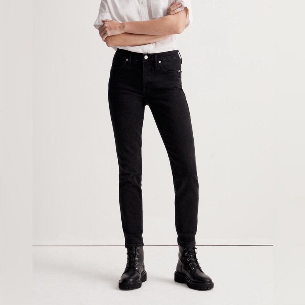 Madewell Mid-Rise Stovepipe Jeans 26 new black magic pockets